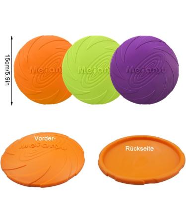 Suaywo 3 Pack 15cm Bite-Proof Dog Frisbee Toys | Durable Rubber for Training & Play - Orange Green Purple - Buy Online on GoSupps.com