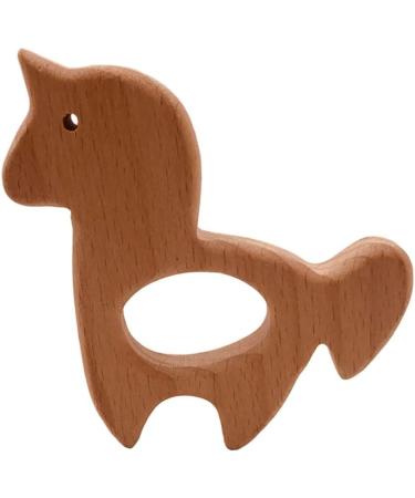 Wendysun 10pcs Cartoon Wood Teether - Natural Animal Unicorn Shape Baby Teething Nursing Beech Teether DIY Pendant Toy - Buy Online on GoSupps.com