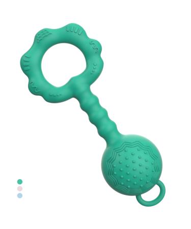 Sensory Teether Rattle for Teething Relief - Teething Toys for Babies 6-12 Months Also a Rattles for Babies 0-6 Months Ideal for Newborns and Infants Silicone in Mint Green