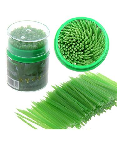 Funnytoday365 Beige/Green Korean Crystal Corn Starch Toothpick Mondadientes Edible 200Pcs In Plastic Box