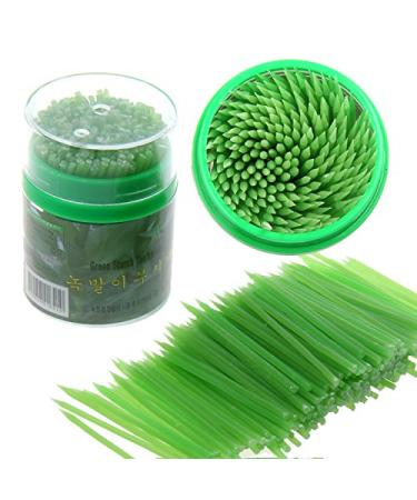 Funnytoday365 Beige/Green Korean Crystal Corn Starch Toothpick Mondadientes Edible 200Pcs In Plastic Box
