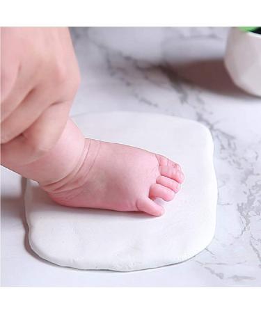 Air Dry Clay 150g Baby Footprint and Handprint Kit Imprint Impression Keepsake Maker, Non-Toxic Clay, Large Clay,Food Grade Clay,Ultra Light & Soft Foam Modeling Dough Ideal Baby Gifts, DIY Art Craft White