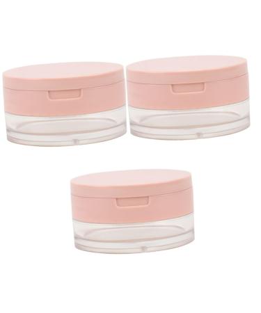 BIUDECO 3pcs Powder Holder Portable Powder Case Refillable Loose Powder Case Empty Loose Powder Case Pink