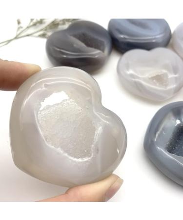 Room Decoration Gemstones for Decoration Natural Geode Agate Heart-Shaped Cluster Handmade Raw Quartz Carved Polished Decoraction Decor Stones Aura Crystal (Size : 55-65mm) - Buy Online on GoSupps.com
