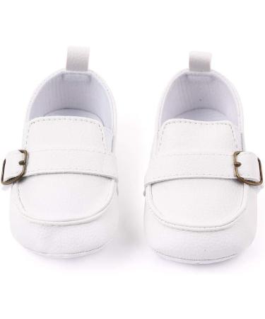 MASOCIO Baby Boys Moccasin Shoes | Soft Sole Anti-Slip Flats for Infant First Walking | 0-6 Months (White) - Buy Online on GoSupps.com