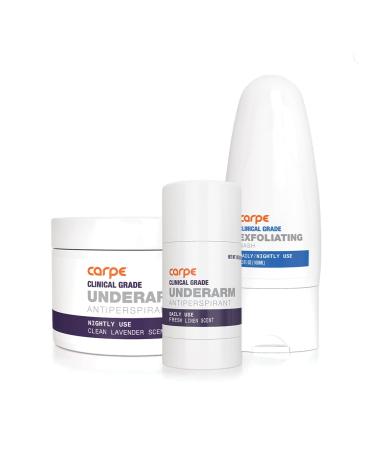 Carpe Clinical Grade Underarm Regimen - Combat sweat, Block excessive sweating and Help control hyperhidrosis with a Premium 3-step Sweat Protection System of Leading Hyperhidrosis Products - Fresh Linen Scent