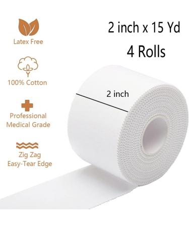 OBTANIM 4 Rolls White Athletic Sports Tapes No Sticky Residue - Latex Free Breathable Sports Tape for Athlete & Medical Trainers Gym Fitness Running Tennis Football  2 Inch x 15Yard - Buy Online on GoSupps.com