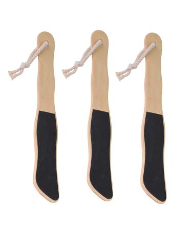 3Pcs Double Sides Foot Scraper Foot Massage Exfoliating Wooden Handle Callus Remover Black (Foot Shape) Black Foot Type
