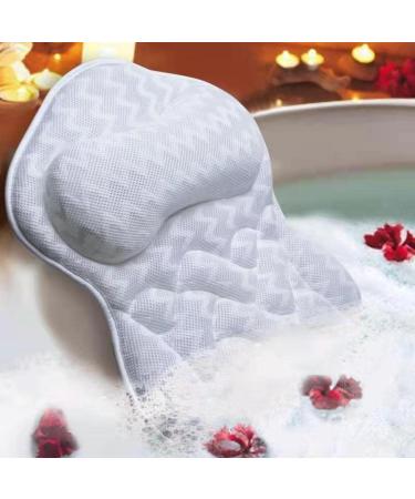 Bath Pillow, Tub Pillow for Bathtub Support Neck,Head and Back with Strong Non-Slip Suction Cups and Comfortabl 3D AirMesh Bath Pillow for Men and Women
