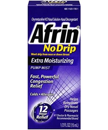Afrin No Drip Nasal Spray Pump Mist - Extra Moisturizing .5 oz - Buy Online on GoSupps.com