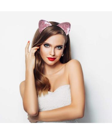 Yahemu Cat Ears Headband Set - Glitter Sequins Hair Accessories for Girls & Women | 4-Piece Party Decoration for Birthdays & Christmas - Buy Online on GoSupps.com