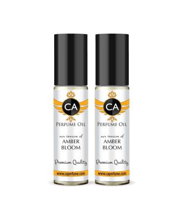 CA Perfume Emra Amber Bloom For Women & Men Replica Fragrance Body Oil Dupes Alcohol-Free Essential Aromatherapy Sample Travel Size Concentrated Long Lasting Attar Roll-On 0.3 Fl Oz-X2