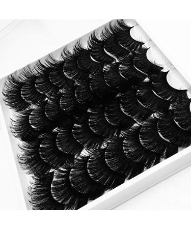 AMSDCN NEW 18pair Fluffy Lashes Mink Hair False Eyelashes 20mm-25mm 3d Lashes Dramatic Long Messy Natural Lashes Makeup Mink Eyelashes (MA03)