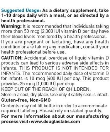 Douglas Laboratories Liquid Vitamin D3 0.75 fl. oz. | Supports Bone & Cell Growth, Neuromuscular & Immune Function - Buy Online on GoSupps.com