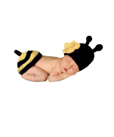 Baby Photography Clothes Cut Baby Knitting Clothes Hand Made Newborns Hundred Days Photography Clothes Baby Photography Props Baby Clothing (Little Bee Black)