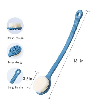 Long Handle Back Scrubber for Shower | Exfoliating Body Brush and Loofah Sponge | Blue Bath Mesh Sponge for Men and Women - Buy Online on GoSupps.com