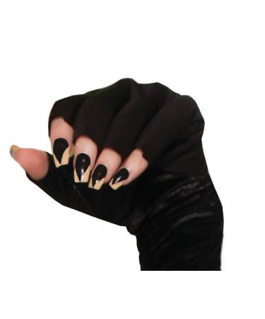shoperama Artificial Cat Claws Fingernails Black Skin Self-Adhesive Witch Vampire Monster Halloween Carnival