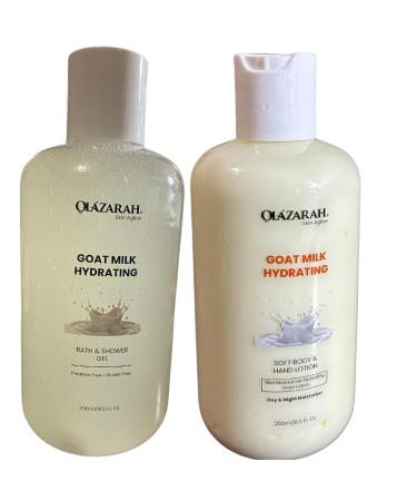 Skin Aglow Goat Milk Hydration Lotion & Shower Gel Bundle - 8 Fl. oz Each of Nourishing Bliss Paraben & Gluten-Free Skincare for Ultimate Softness (2 piece set)