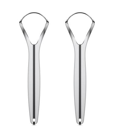 2 Pack Tongue Scraper Stainless Steel Tongue Cleaner with Wide Heads Tongue Cleaner Tool Reduce