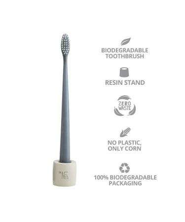 Natural Family Co. Biodegradable Cornstarch Toothbrush - Soft Monsoon Mist + Stand - Buy Online on GoSupps.com