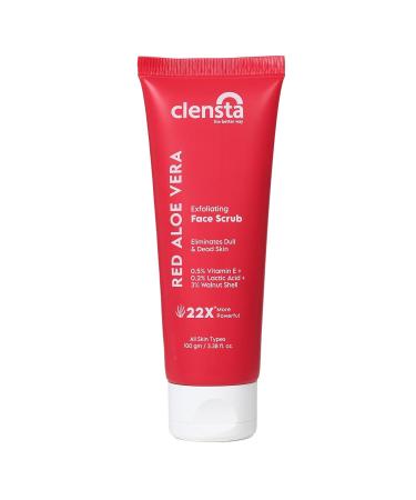 Red Aloe Vera Exfoliating Face Scrub With 3% Walnut Shell lactic Acid & Vitamin E For Deep Exfoliation And Detan Blackheads Whiteheads Paraben Free For All -100gm