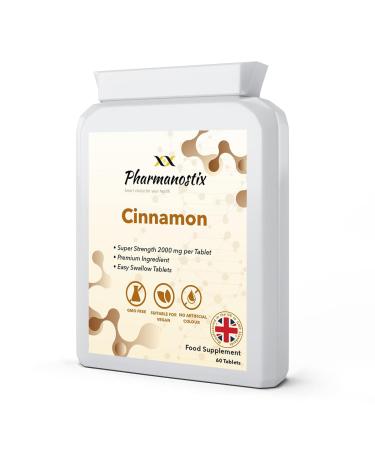 Naturals Cinnamon 2000 mg 60 Tablets UK Made. Pharmaceutical Grade Support Sugar Metabolism Diet Control Support