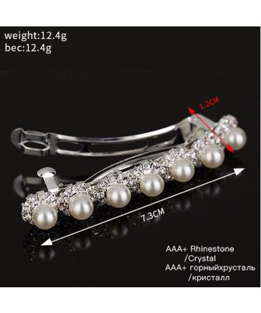 E EMZHOLE Luxury Rhinestone Pearl Diamond Hair Barrette for Women and Girls - Elegant Ponytail Clip Headdress - Buy Online on GoSupps.com