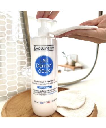 EVOLUDERM - Gentle Moisturizing Cleansing Milk - 500 ml - Ingredients of Natural Origin - Vegan - Made in France - Pack of 3 x 500 ml - Buy Online on GoSupps.com