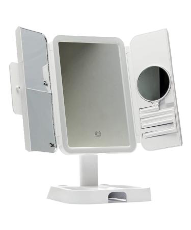 Foldable Portable LED Lighted Makeup Mirror with extendable arm & 2X  3X & 10X Magnification