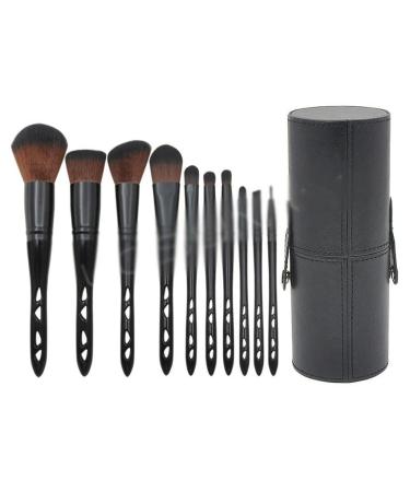DFHBFG 10 Pieces of Porous Makeup Brush Set Black Barreled Eye Makeup Tools As shown in the figure D