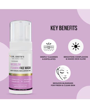 Mediglow AHA-BHA Foaming Face Wash | Exfoliates Cleanses & Unclogs Pores | 1% Salicylic Acid & 0.5% Lactic Acid | All Skin Types | 100 mL - Buy Online on GoSupps.com