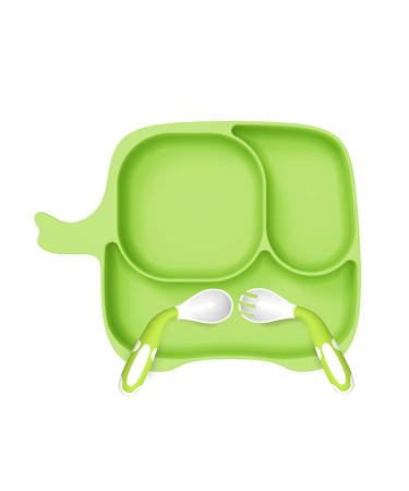 Baby Suction Plate Portable Toddlers Silicone Placemat Non-Slip Feeding Plate Fits Most Highchair Trays BPA-Free Dishwasher and Microwave Safe (green blue yellow) (Green)