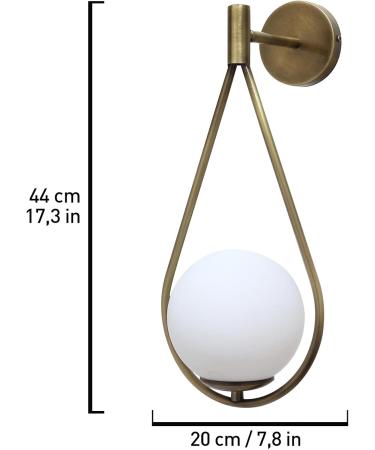 Vintage Metal Bamyum Wall Lamp E27 Glass Lighting for Bedroom & Living Room Retro Gold Globe Decor - Buy Online on GoSupps.com