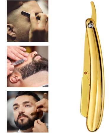 Manual Razor with Folding Handle - Barber Shaving Tool & Hair Clipper - Golden Finish (No Shaving Disc) - Buy Online on GoSupps.com
