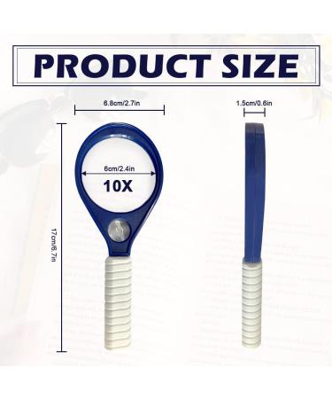 20 x & 10 x Handheld Magnifier Glass with Protective Sleeve Small Reading Magnifying Glass with Non Slip Handle Portable Hand Held for Seniors Students Exploring (65mm Blue & Brown) - Buy Online on GoSupps.com