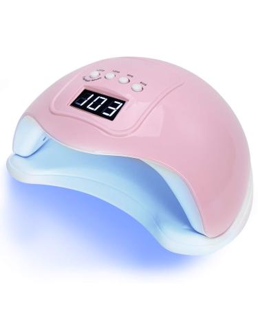 48W Nail Dryer Lamp LED UV Gel Nail Polish Curing Light Machine with Intelligent 60s 90s 120s 120s(low heat mode) Timing Function(Pink)