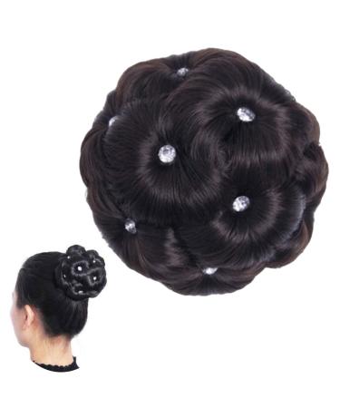 Traziewell Hair Donut Bun Brown Black Hair Bun for Women Ladies Hair Buns Donut Updo Hair Pieces Chignon Hair Extensions Thick Synthetic Hairpieces Brown Hair Extension 1213 FH001213 L