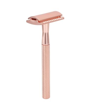 Portable manual safety razor made of zinclegation for men with brass handle and a double-edged razor with a base for the hairdressing facility copper