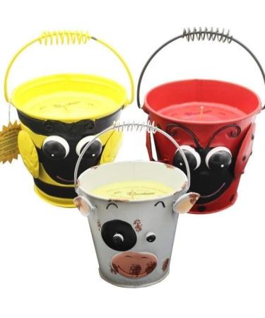 Bella's Buckets Citrus Lemongrass Indoor & Outdoor Scented Candle Red Yellow Blue
