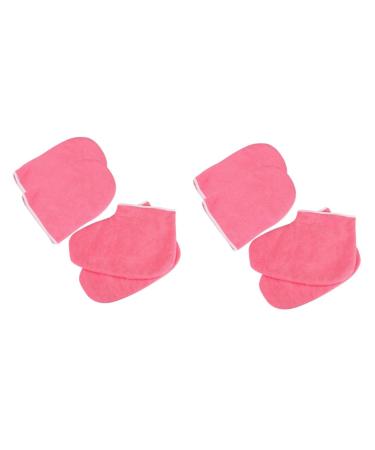 minkissy 2 Sets Wax Bath Foot Hand Cover Wax Bath Hand Cover Nursing Paraffin Wax Bath Gloves Manicure Gloves End Papers for Hair Perm Clipper Holders for Barbers Red Insulation Accessories