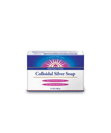 HERITAGE STORE Colloidal Silver Soap, Bar, Rosemary (Carton) | 3.5oz 3.5 Ounce (Pack of 1)