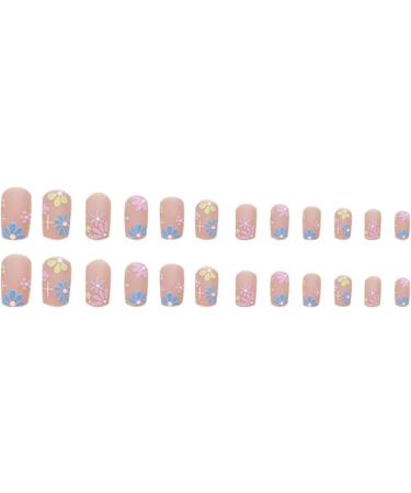 24Pcs/Box Flower Short Detachable Finished Fingernails Wearable Fake Nails Press on Square Head Full Cover Press on Nails for Wide Nail Beds Long Length Cute Designs Summer Z183 - Buy Online on GoSupps.com