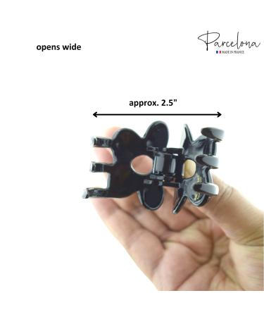 Parcelona French Belle Fleur Small 1 1/2 Celluloid Hair Claw - No Slip Grip, Strong Hold, Made in France (Solid Black) - Buy Online on GoSupps.com