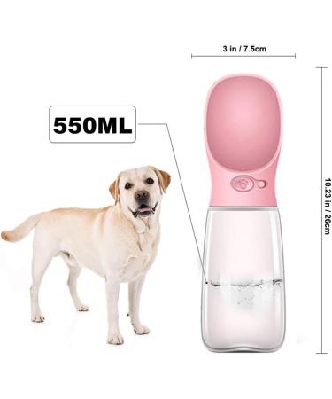 AcserGery 550ml BPA Dog Water Bottle with Whistle & Trainer - Pink Dog Drinking Bottle for Travel & Outdoor Use - Buy Online on GoSupps.com