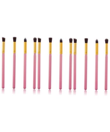 Hemoton 12 Pcs Eye Make-up Brush Kit Highlighter Brushes Eye Cosmetic Brushes Foundation Makeup Brush mediumx3pcs Pink+goldx3pcs
