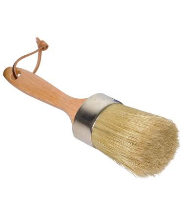 Chalk and Wax Paint Brush, Large 2-in-1 Round Natural Bristles Painting Tool for DIY Furniture, Stencils, Home Decor, Wood Projects, Wax Finishing 1 Pack