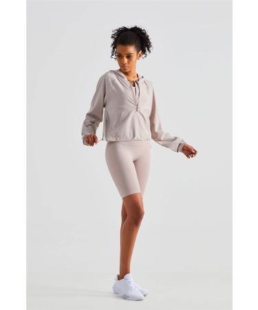 Altiland Women's Lightweight Workout Jacket - Cropped Athletic Hoodie, UV Protection UPF 50+ - Cream Tan (Medium) - Buy Online on GoSupps.com
