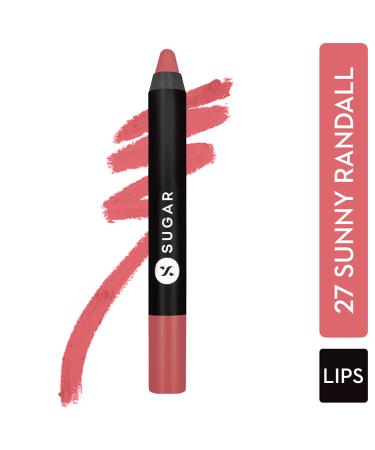 SUGAR Cosmetics Matte As Hell Crayon Lipstick in 27 Sunny Randall - Warm-toned Light Coral | Creamy, Long-lasting Matte Finish with Sharpener - Buy Online on GoSupps.com