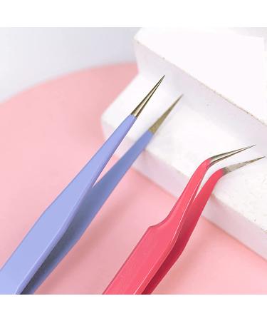MAXLEAF Stainless Tweezers Set - Straight and Curved for Eyelash Extensions, Electronics, and Scrapbooking - Purple - Buy Online on GoSupps.com