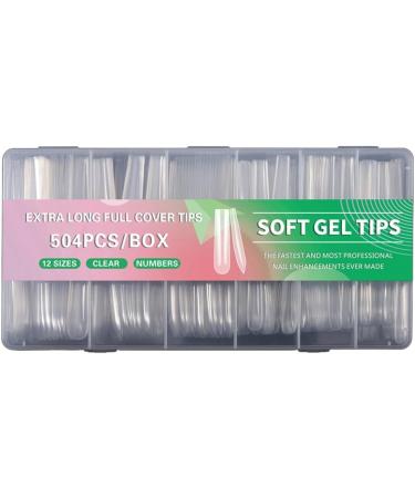 AJTUTUS 504x/Set Soft Gels Tips Press On Extra Long Full Cover Tips Clear Tips Ballerinas False s for Salons - Buy Online on GoSupps.com